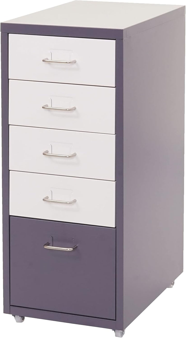 Mendler Rollcontainer Boston T851, Schubladenschrank Stahlschrank, 69x28x41cm 5 Schubladen - dunkelg