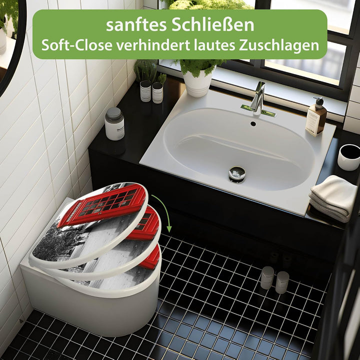 banjado Toilettendeckel mit Absenkautomatik 44,5x37cm - Soft Close Toilettensitz - WC Sitz mit Absen