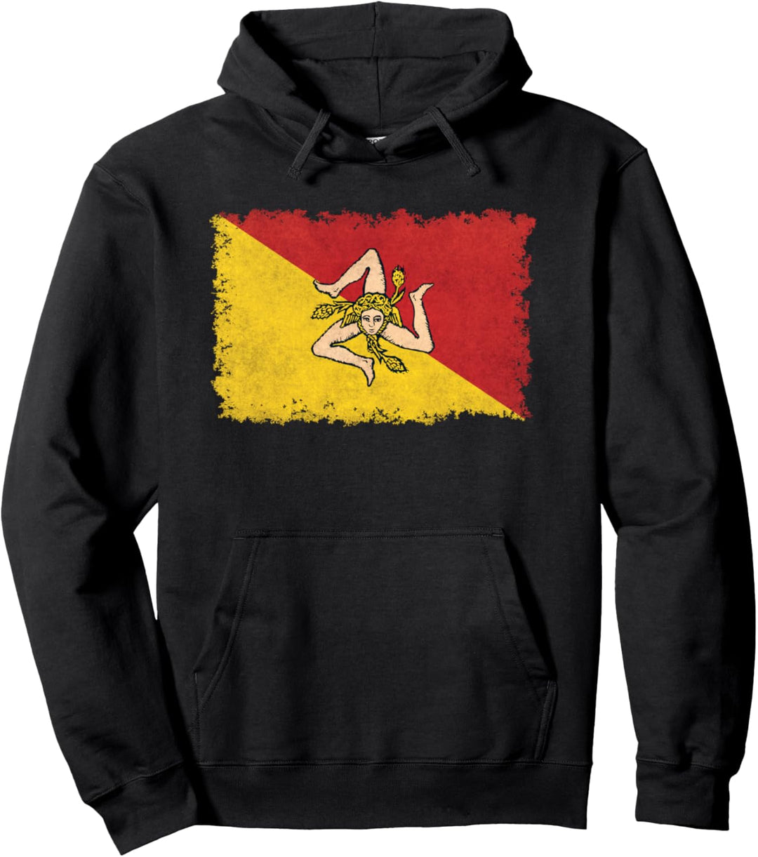 Sizilianische Flagge der sizilianischen Grunge-Version Pullover Hoodie