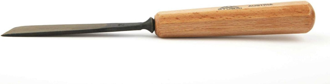 STUBAI Stemmeisen Stechbeitel Serie 52 - Form 2 | Gerades Balleisen, schräg - 18 mm, mit Holzgriff,