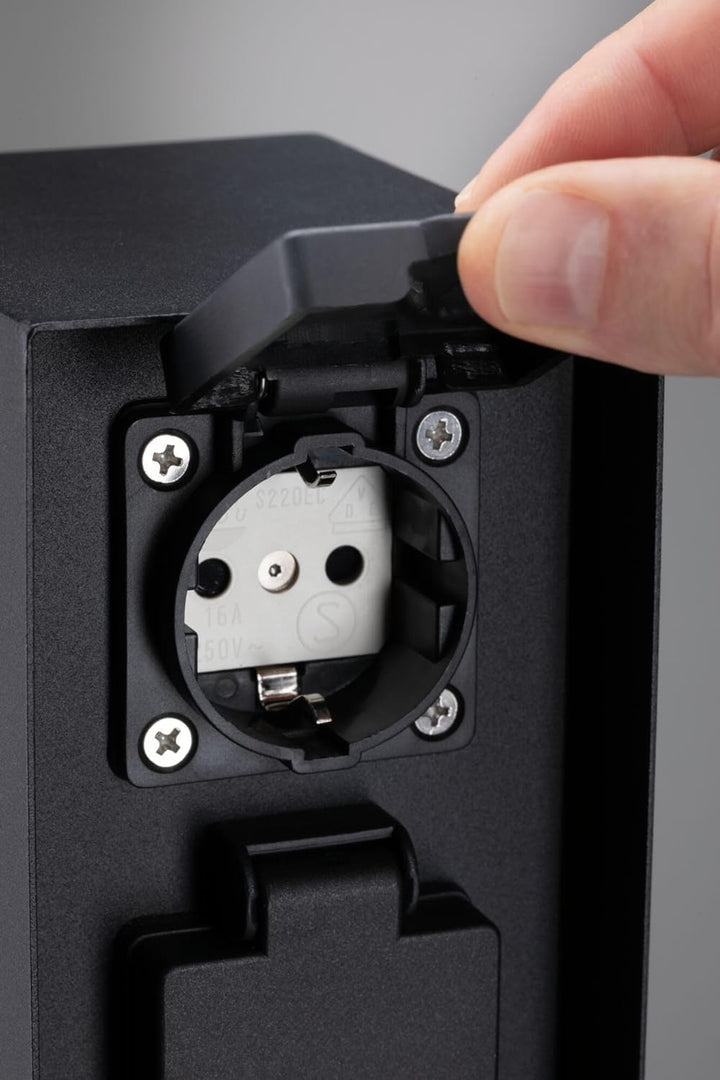 Paulmann 94657 Aussenleuchte Steckdosensäule Rio 2-fach IP44 eckig max. 3.650 W Anthrazit Strom im G