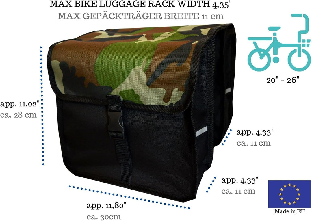 Beluko Fahrradtasche Kinderfahrrad 20-26 Zoll – Doppelte Gepäckträgertasche 18L – Wasserdicht &amp; Robu