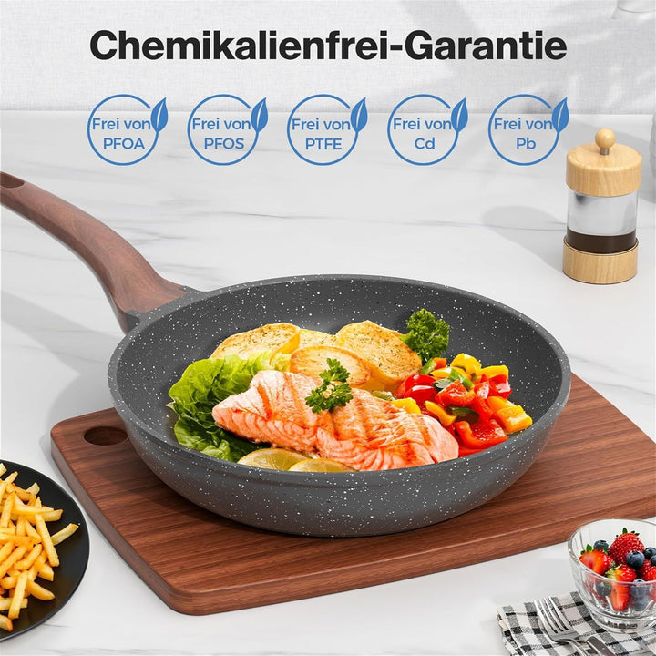 YASHE Bratpfanne mit Antihaftbeschichtung, 28 cm, Pfanne mit Granitbeschichtung für Eier, Pfannkuche