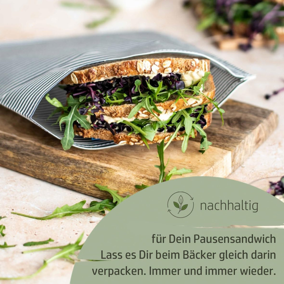 Kumanu | Bio-Bienenwachstuch - Snacktasche PAUSENPETER | Bienenwachstasche B20 x H22cm | plastikfrei