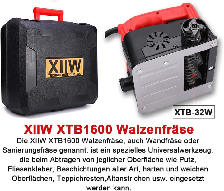 4000UPM Walzenfräse Sanierungsfräse 1600W Betonfräse Putzfräse Mauerfräse Betonschleifer Walzen Schl