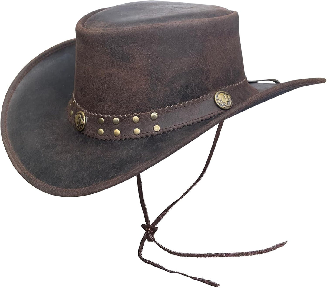 BRANDSLOCK Herren Cowboyhut im Vintage-Stil, Schwarz und Braun, breite Krempe, Westernhut, Braun, X-