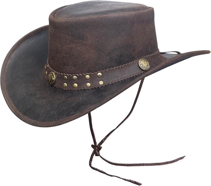 BRANDSLOCK Herren Cowboyhut im Vintage-Stil, Schwarz und Braun, breite Krempe, Westernhut, Braun, X-