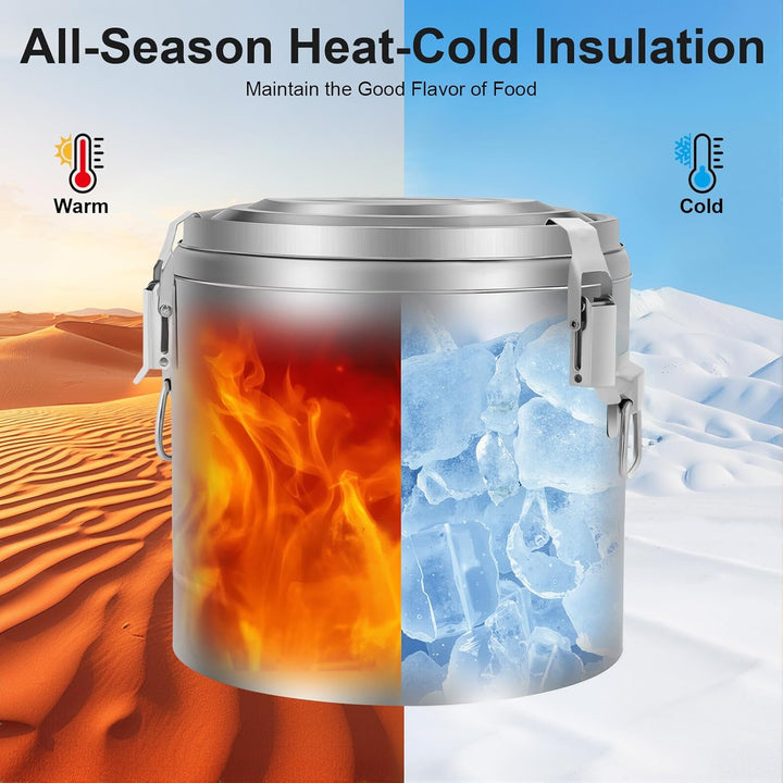 MINRS 10L Transport Thermobehälter Profi Gastro Edelstahl Thermotransportbehälter mit Tragegriffen,
