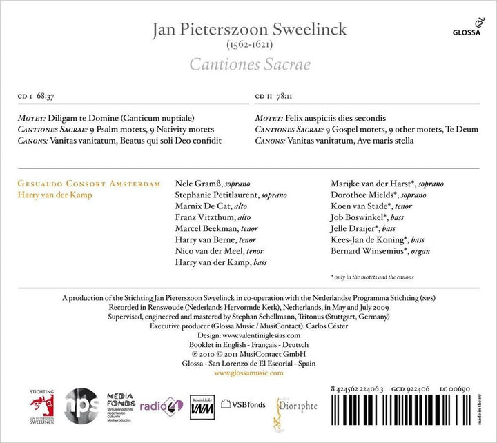 Sweelinck: Cantiones Sacrae, Audio-CD