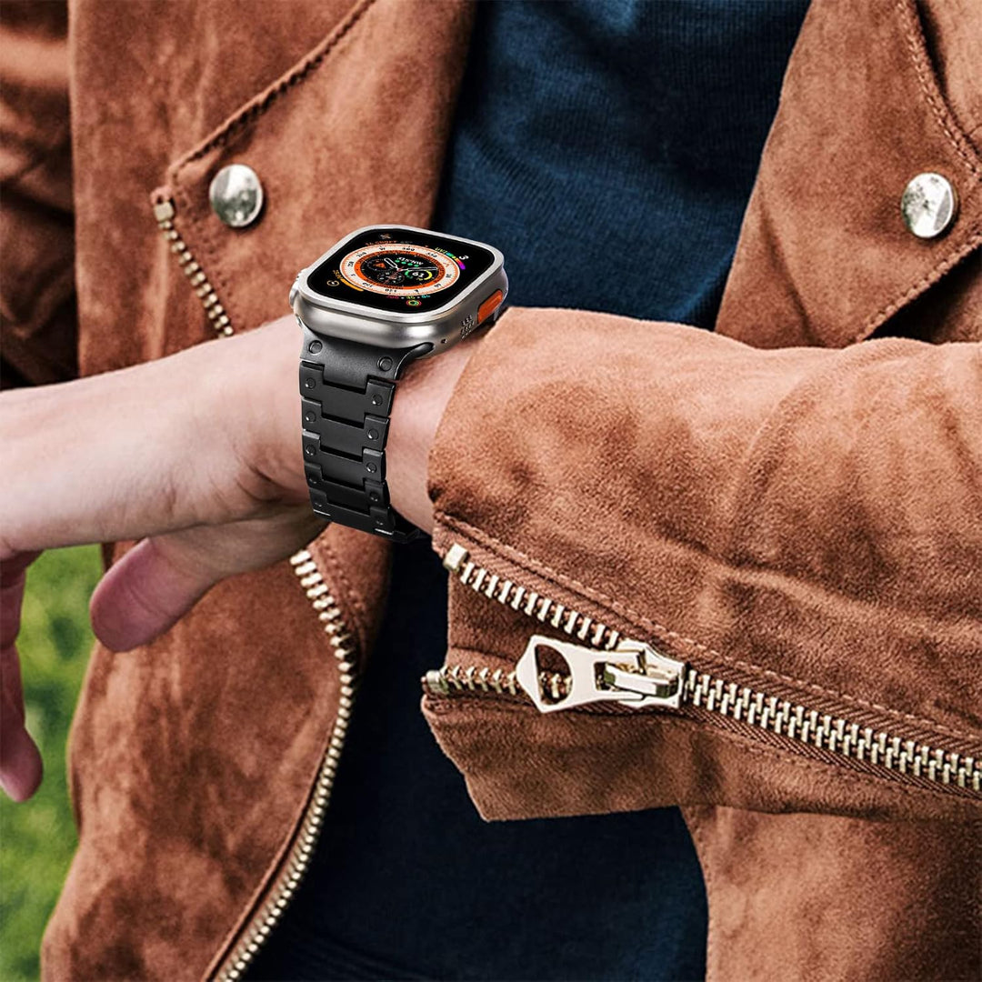 NewWays Metallband Kompatibel mit Apple Watch Armband 49mm 46mm 45mm 44mm 42mm(Serie 1 2 3),Edelstah