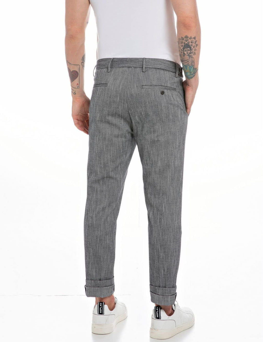 Replay Herren Hose mit Stretch 28W / 30L Blue/Natural White 010, 28W / 30L Blue/Natural White 010