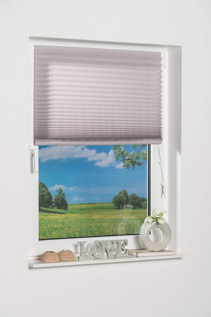K-home Klebe-Plissee, Grau, 50 x 210 (B x L) 50 x 210 (B x L) Grau, 50 x 210 (B x L) Grau