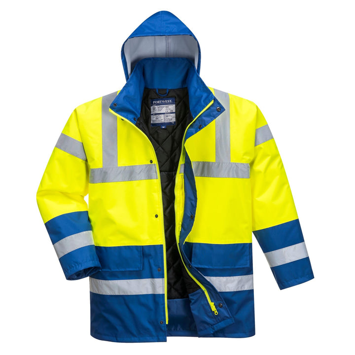Portwest Warnschutz Kontrast Traffic-Jacke, Grösse: L, Farbe: Gelb/Royal, S466YRBL Gelb/Königsblau L