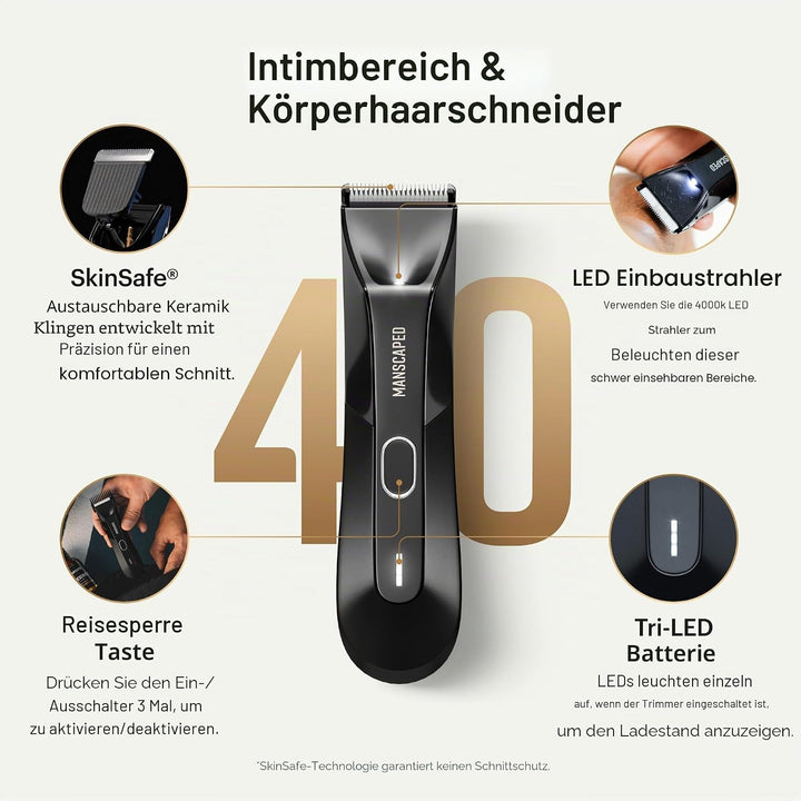 MANSCAPED™ Elektrischer Trimmer für den Intimbereich, The Lawn Mower™ 4.0, Wechselbares Keramikkling