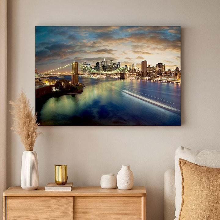 Bilder auf Leinwand 100x70cm Leinwandbild Amerika Architektur New York Gross Wanddeko Bild Schlafzim