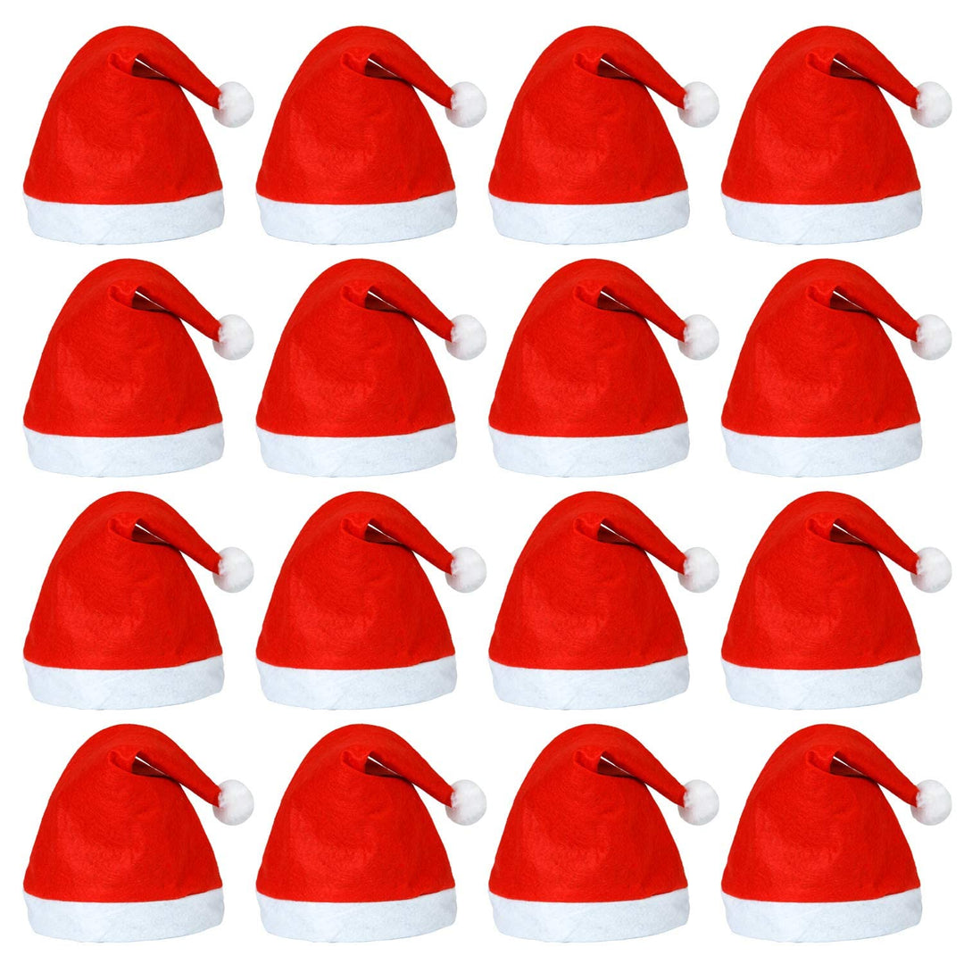 Elcoho 20 Pack Nikolausmütze Weihnachtsmütze Erwachsene plüsche weihnachtsmann mütze Vliesstoff Weih