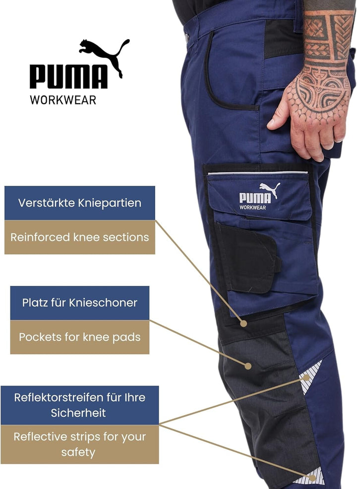 PUMA WORK WEAR Premium Arbeitshose mit vielen Taschen und extra verstärktem Nylon Gewebe 52 Marinebl