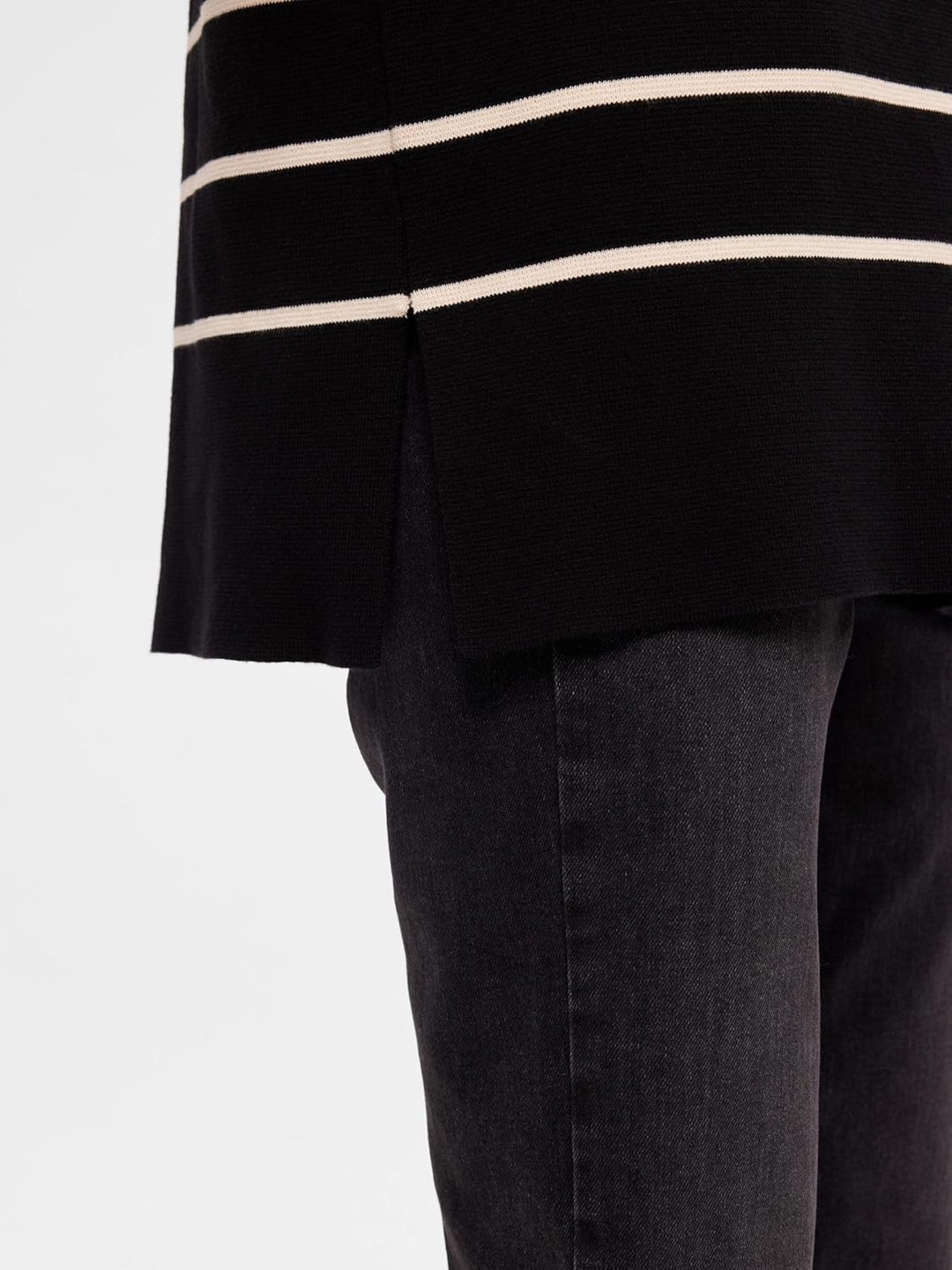 Selected Femme Female Strickpullover Oversize S Black/Stripes:birch, S Black/Stripes:birch