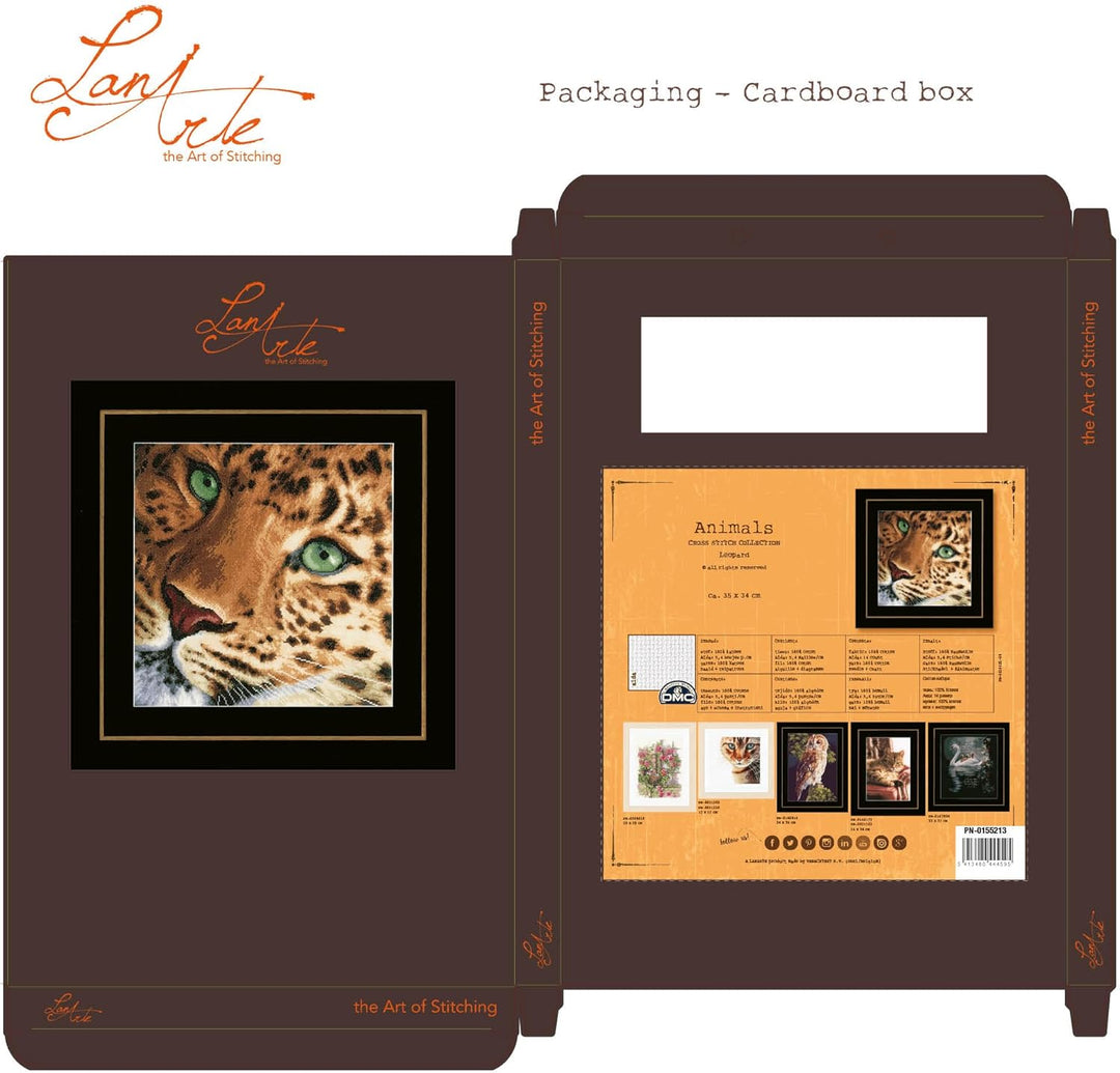 Lanarte Zählmusterpackung Leopard Aida Kreuzstichpackung, Baumwolle, Mehrfarbig, 35 x 34 x 0.3 cm, L
