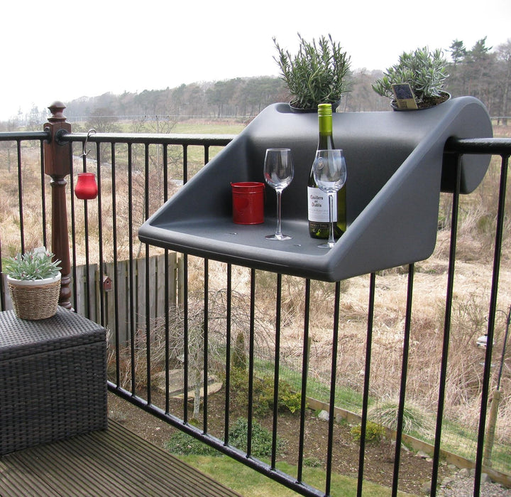 rephorm® balKonzept : Balkontisch mit integriertem Blumenkasten (Graphit), Kunststoff