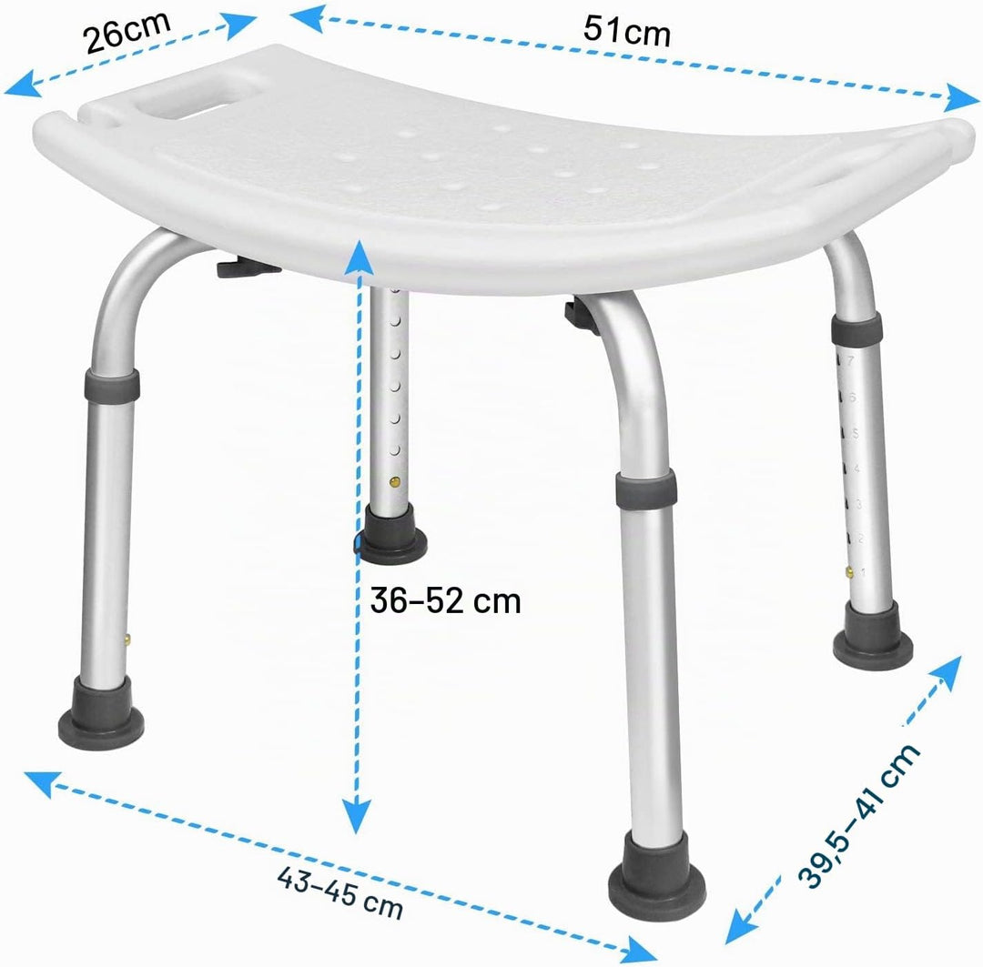 AUFUN Duschhocker Duschstuhl 38-53cm Höhenverstellbar Duschhocker Anti-Rutsch Badsitz Duschhilfe Dus