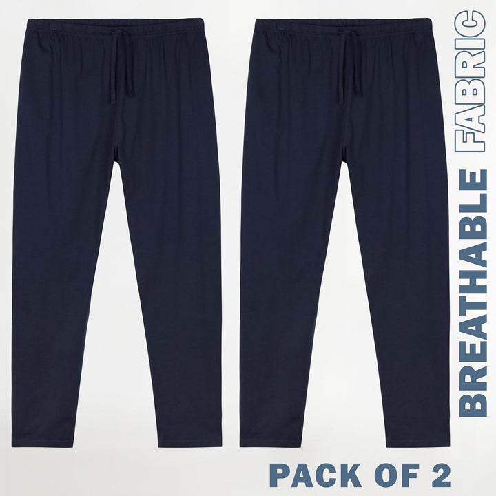 CityComfort Herren Schlafanzughose Lang mit Seitentaschen & elastischem Bund, 2er Pack M Bund mit Ko
