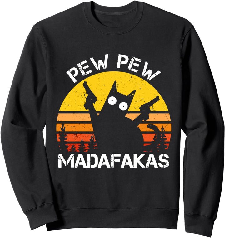 Katze - Pew Pew Madafakas Crazy Cat Gun Regali divertenti Sweatshirt
