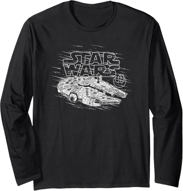 Star Wars Millennium Falcon Retro Lightspeed Logo Langarmshirt