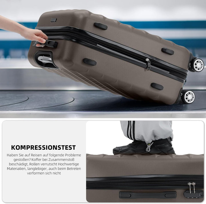 BEIBYE Zwillingsrollen 2066 Hartschale Trolley Koffer Reisekoffer Handgepäck Boardcase M (Coffee, M)