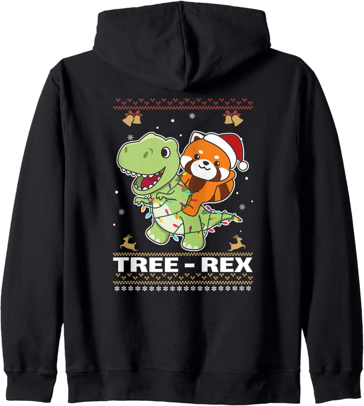 Frohe Weihnachten Hässliche Weihnachten Roter Panda T-Rex Tree Rex Kapuzenjacke