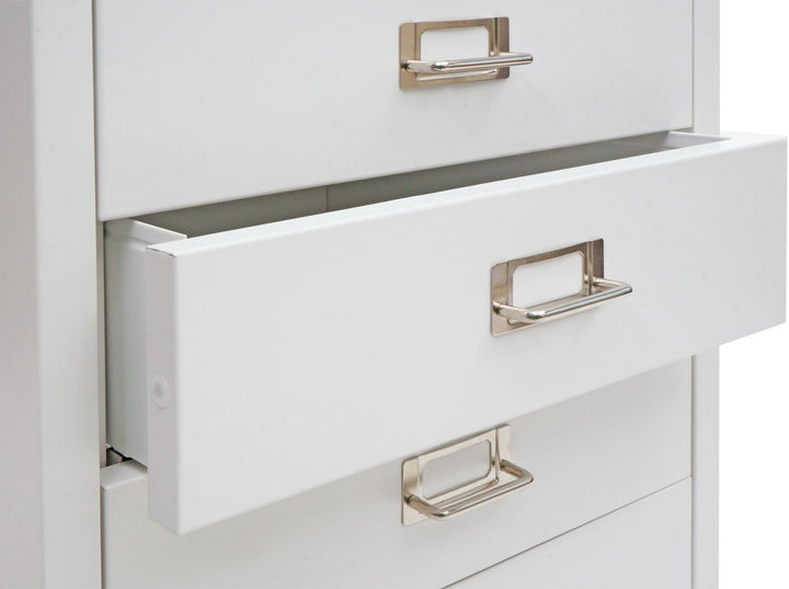 PROREGAL Rollcontainer, HxBxT 115x40x41 cm, Metall 8 Schubladen, Weiss, Schubladenschrank Stahlschra
