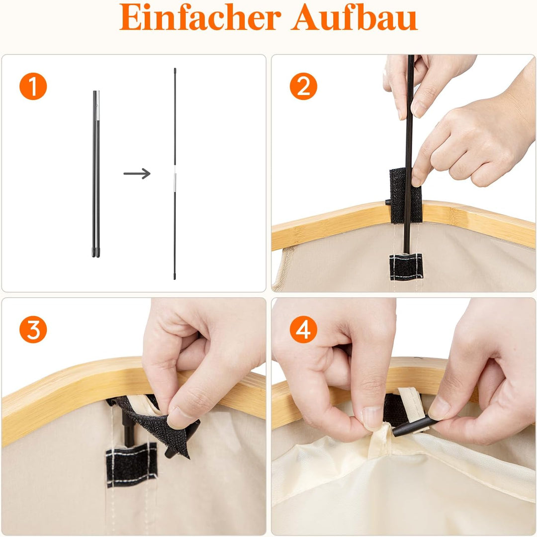 Lifewit 100L Wäschekorb mit Deckel, Wäschekörbe für Wäsche mit Bambus Griffe und Eine Abnehmbare Wäs