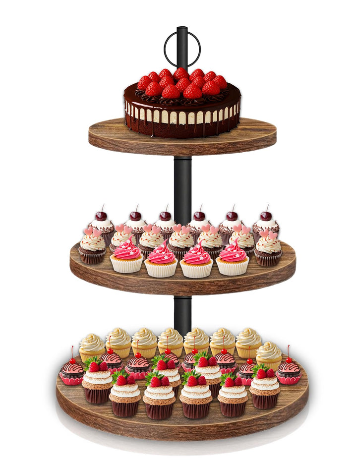 3-stöckiger Kuchenständer, Grosser Cupcake Ständer Ø 20.06cm Ø24.89cm Ø29.97cm, Etagere 3 Etagen aus