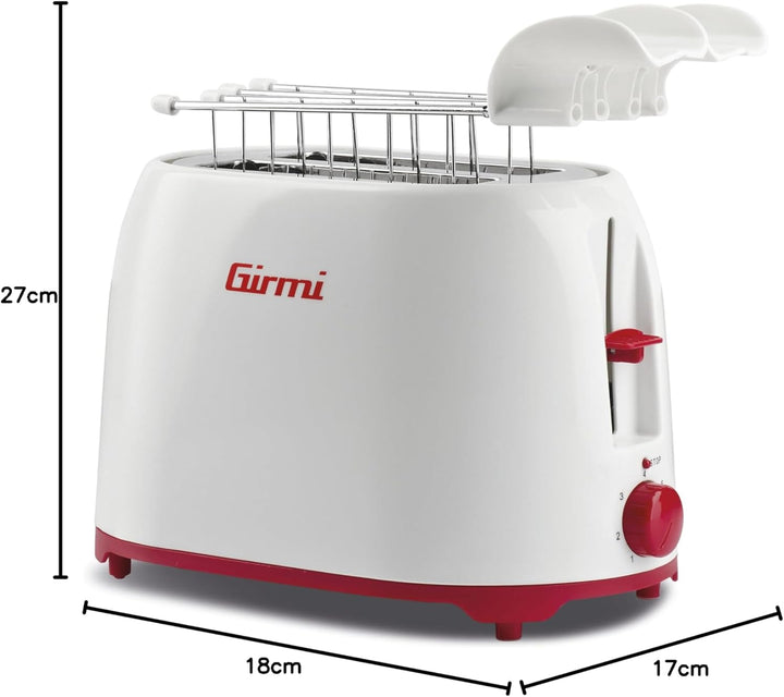 Girmi TP10 toaster, Kunststoff, Weiss/Rot Weiss / Rot, Weiss / Rot