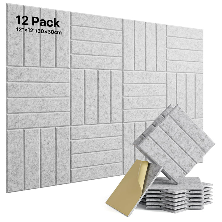 Soundsbay 12 Stück Akustikpaneele Selbstklebend, Akustikplatten aus Polyester zur Schalldämmung, 30×