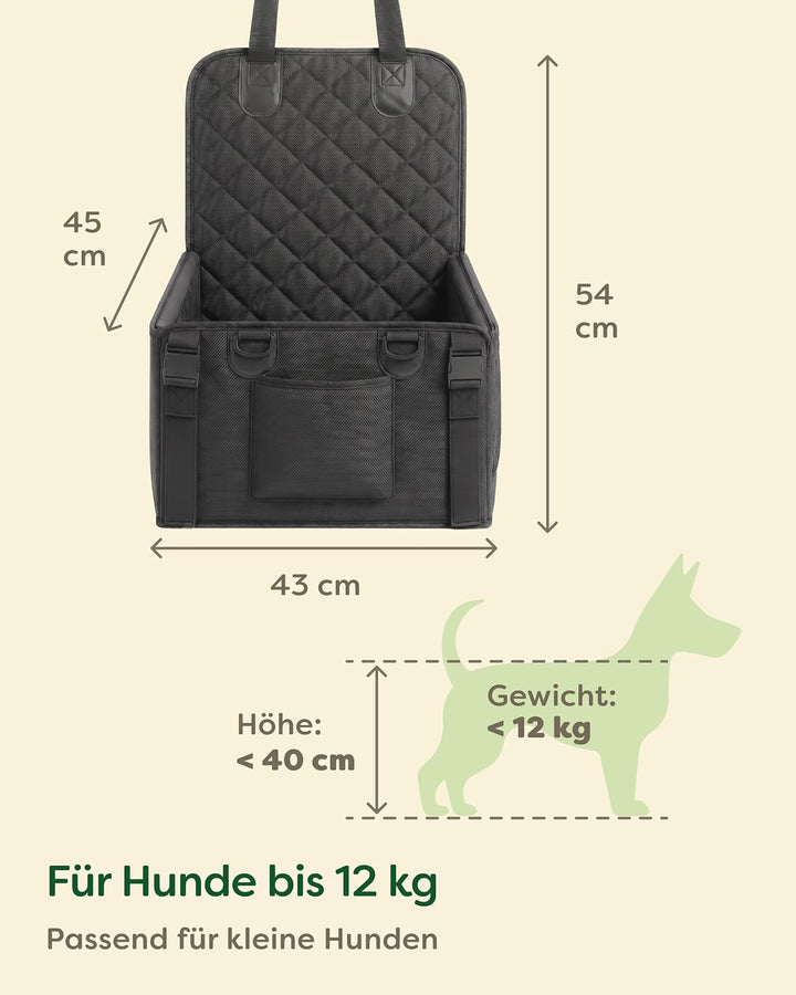 Knupis Extra Stabiler Hunde Autositz für Kleine Hunde - Wasserabweisend & Kratzfest mit 5 Taschen –