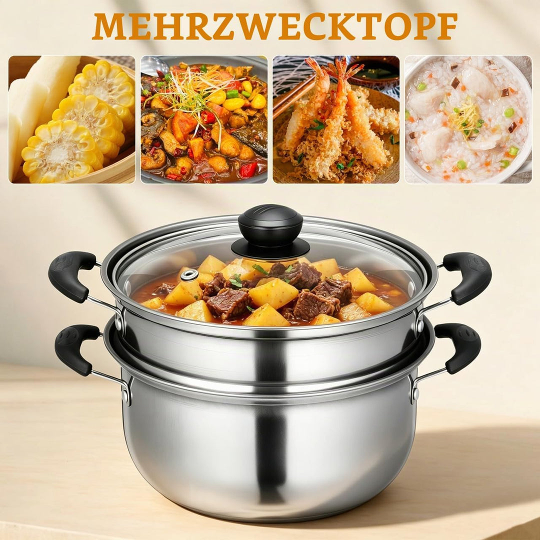 PRETYZOOM Suppentopf Action Topf zum Einführen mit Dampfgarer mit Sieb Couscous-Topf Induktion Kocht