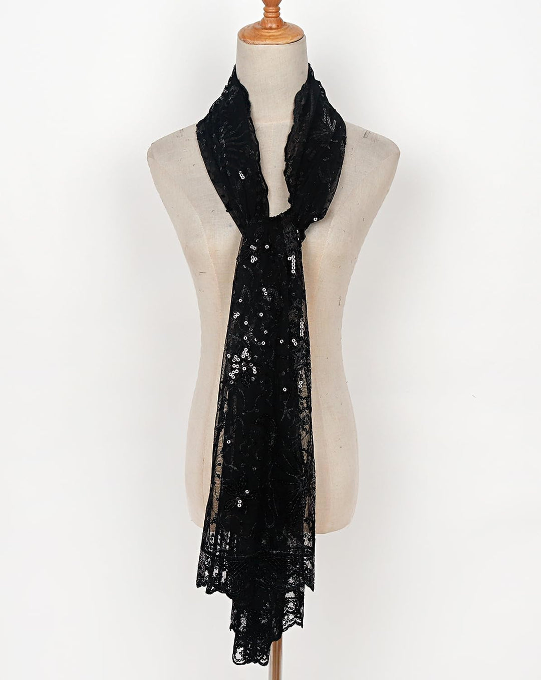 keland Damen Festlich Pailletten Umhang Schal Schultertuch Stola Tuch für Abendkleid A-schwarz, A-sc