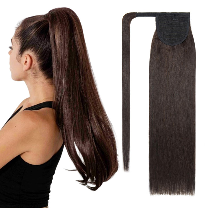 S-noilite Echthaar-Extensions aus glattem und langem natürlichem Haar – Pferdeschwanz Ponytail mit e