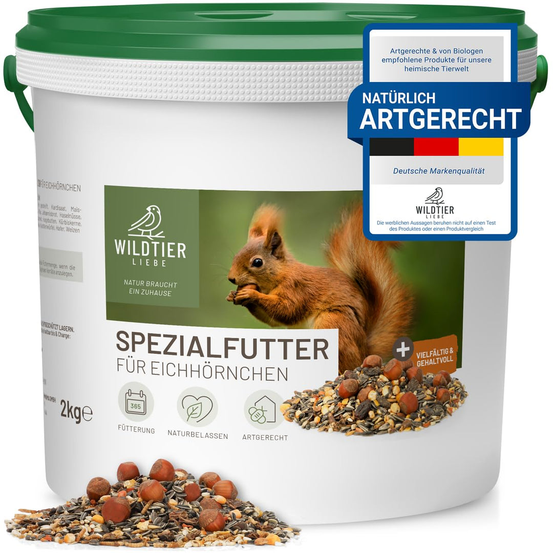 wildtier liebe Eichhörnchenfutter 2kg für Eichhörnchen & Streifenhörnchen I Ganzjahres-Futter Eichhö