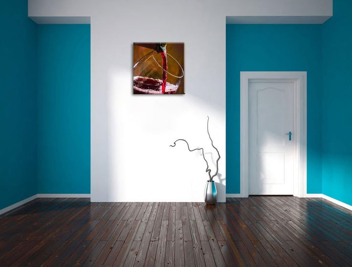 Pixxprint Edler Rotwein, Format: 70x70 auf Leinwand, XXL riesige Bilder fertig gerahmt mit Keilrahme