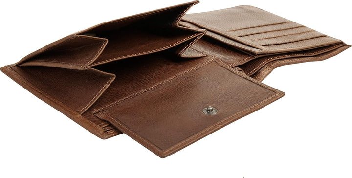 Geldbörse im Querformat Echt Leder Herren | | 020188 Cognac, Cognac