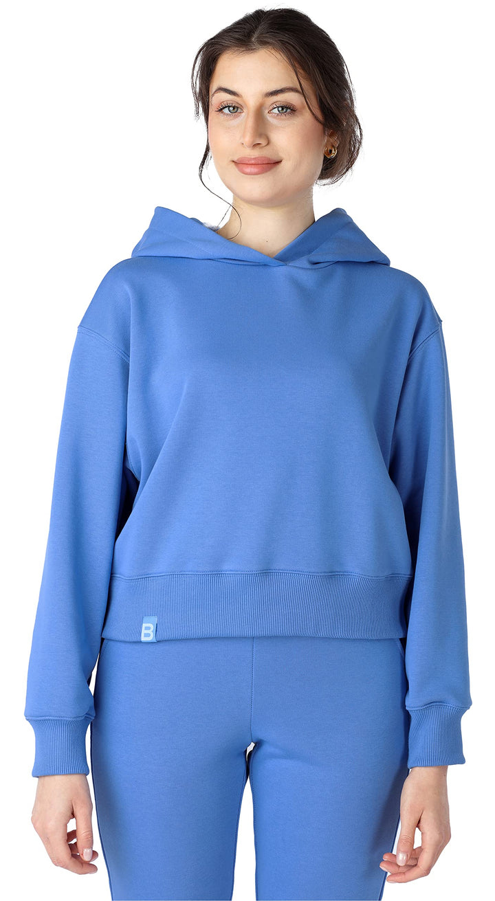 Bellivalini Kapuzenpullover kurz Damen Sportanzug Oberteil Jogging Pullover BLV208 XS Blau, XS Blau