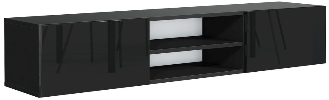 meble masztalerz TV Hängeschrank Schwarz Hochglanz mit 2 Ablagen und 2 Türen, 120 cm, Lowboard, TV S