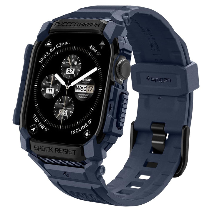 Spigen Rugged Armor Pro Hülle mit Armband Kompatibel mit Apple Watch 11/10 42mm (2025/2024) Marinebl