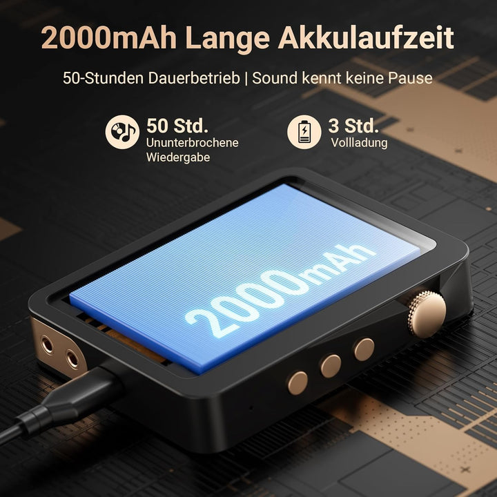MECHEN 128GB Hi Res MP3 Player Bluetooth, Verlustfreier Hochauflösender Digitaler Ton, DSD DAC FLAC