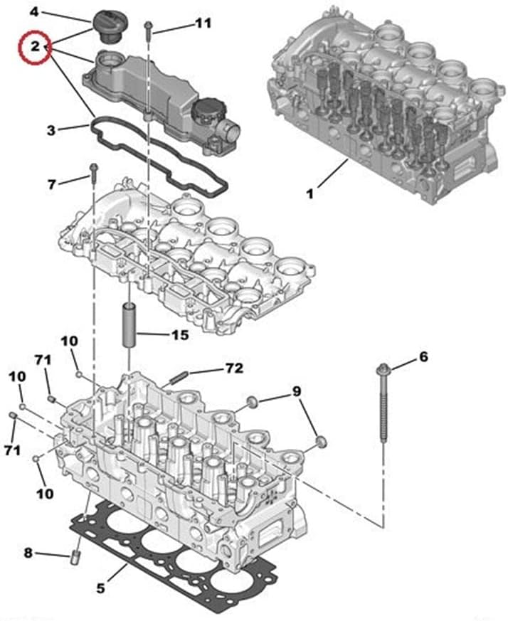 BOROCO Motorventil Kipphebelabdeckung,Rocker Cover Dichtung passend für 1.6 HDI Berlingo C2 C3 C4 C5