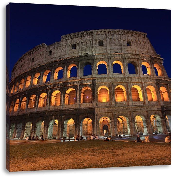 Colosseum in Rom, Format: 70x70 auf Leinwand, XXL riesige Bilder fertig gerahmt mit Keilrahmen, Kuns