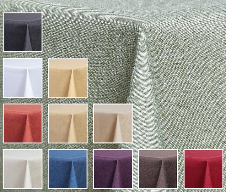 Textil Tischdecke - Leinen Optik - wasserabweisend Rechteckig - Farbe Grösse wählbar (Lindgrün, ca.
