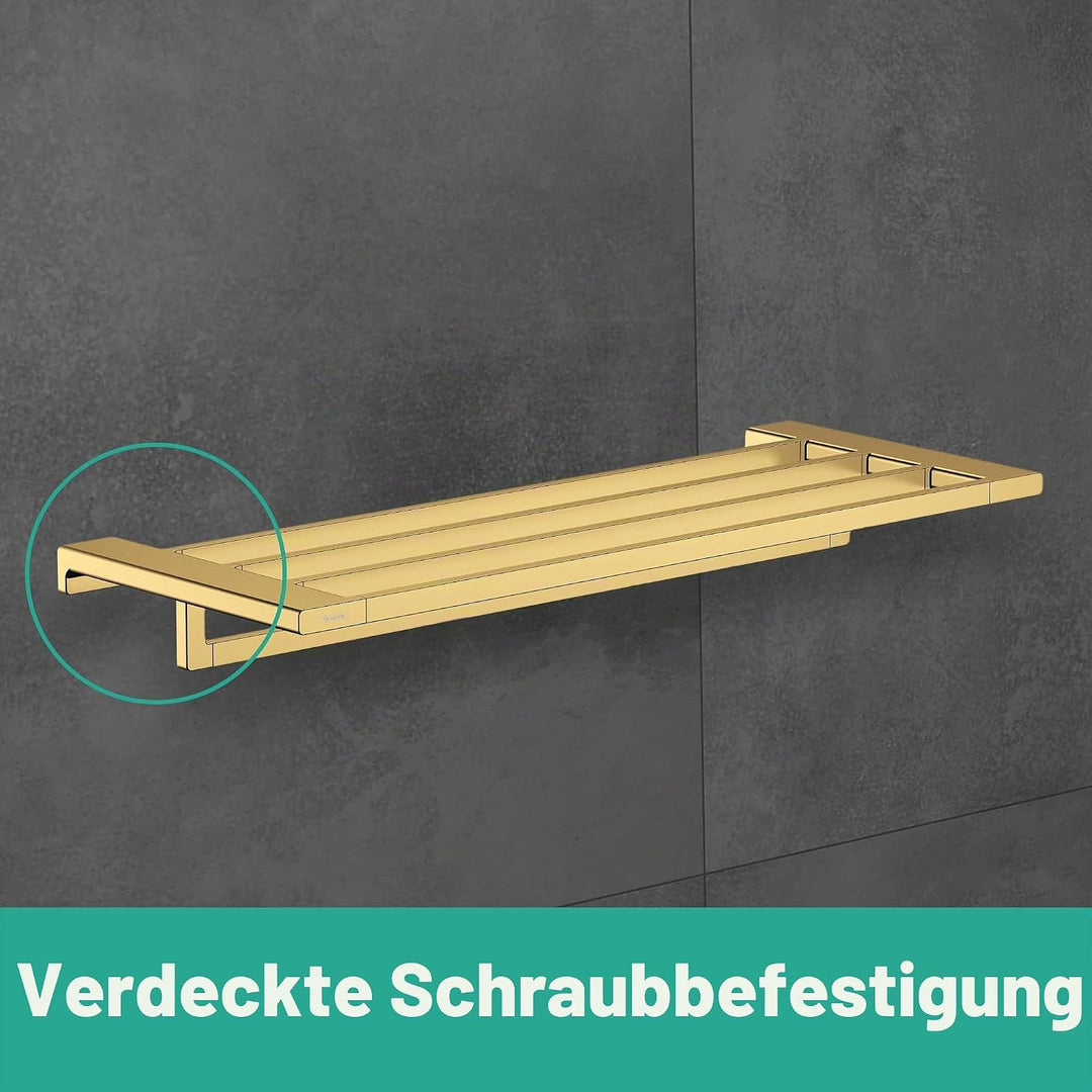 hansgrohe Handtuchablage mit Handtuchstange AddStoris, Handtuchhalter 64.8cm, Badetuchhalter, Chrom